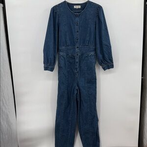 Madewell Classic Blue Denim Boiler Suit Jumpsuit Size 6 Utility Coveralls